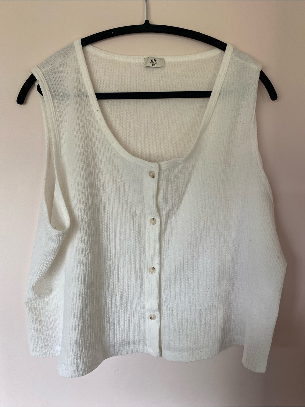NLT White Button-Front Sleeveless Top - 2X